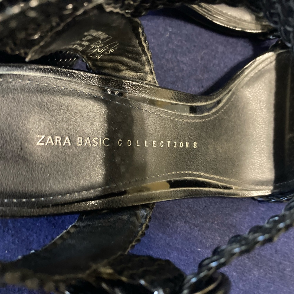 Zara Basic Collection Black Woven Platform Sandals - image 6